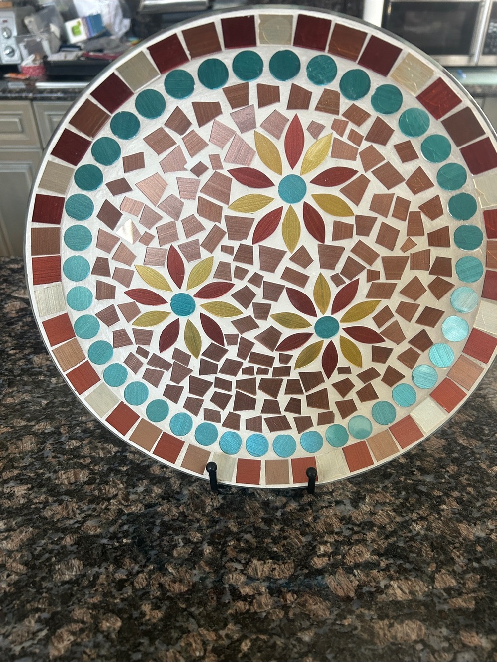 ASHLAND BOHO COAST MOSAIC GLASS TRINKET DISH  11.8"NWT - Picture 1 of 5